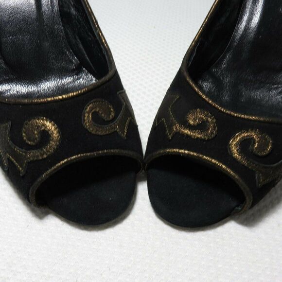 Lulu Guinness 8.5 London Black Peep Toe Heels Shoe - Picture 8 of 8